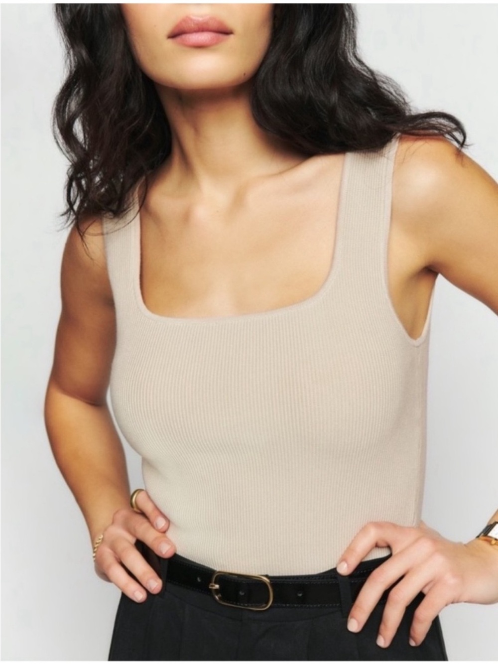 Reformation Julia Ribbed Sweater Tank Top Coyote Sz M